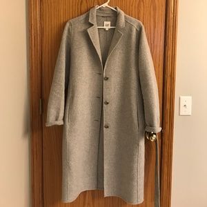 GAP Grey Wool Car Coat with Tie Belt